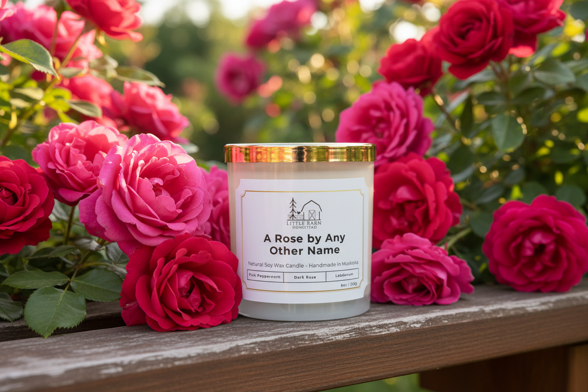 A Rose by Any Other Name Elegant Soy Candle with Wooden Wick & Gold Lid